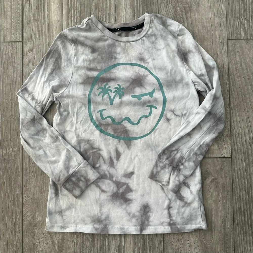 Art Class Boys Long Sleeve Shirt Tie Dye Happy Face Palm Tree/ Skateboard size M